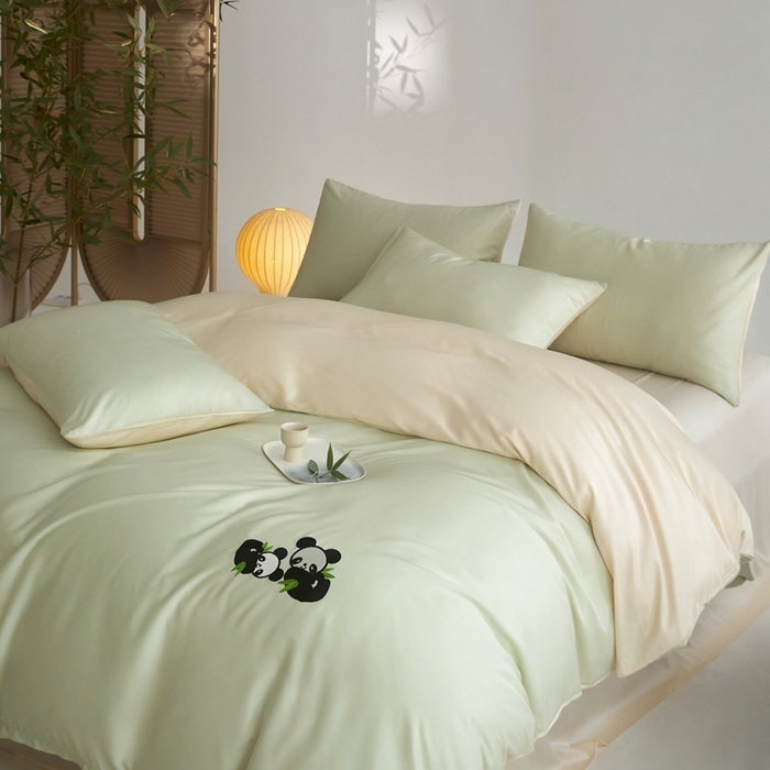 91家纺网 家纺一手货源 找家纺 金奇达家纺 2025新款竹玉清丝四件套-墨隐竹笙【标准号全网控价（折后券后）不低于228元】 墨隐竹笙-绿