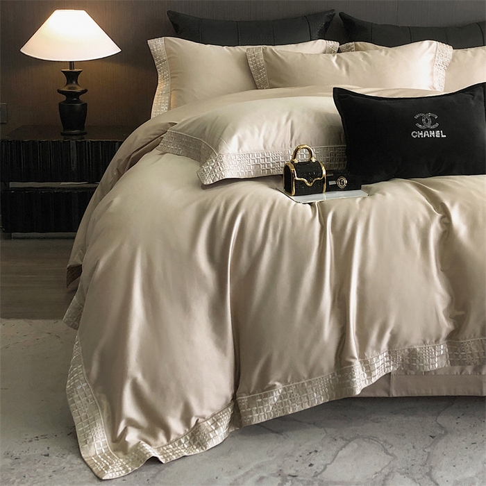 91家纺网 家纺一手货源 找家纺 保罗圣迪奥 2025新款简约款全棉长绒棉四件套—星阑 星阑-香槟金