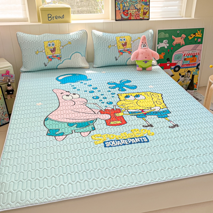 91家纺网 家纺一手货源 找家纺 （总）金爱家 2025新款海绵宝宝乳胶凉席床席款凉席席子