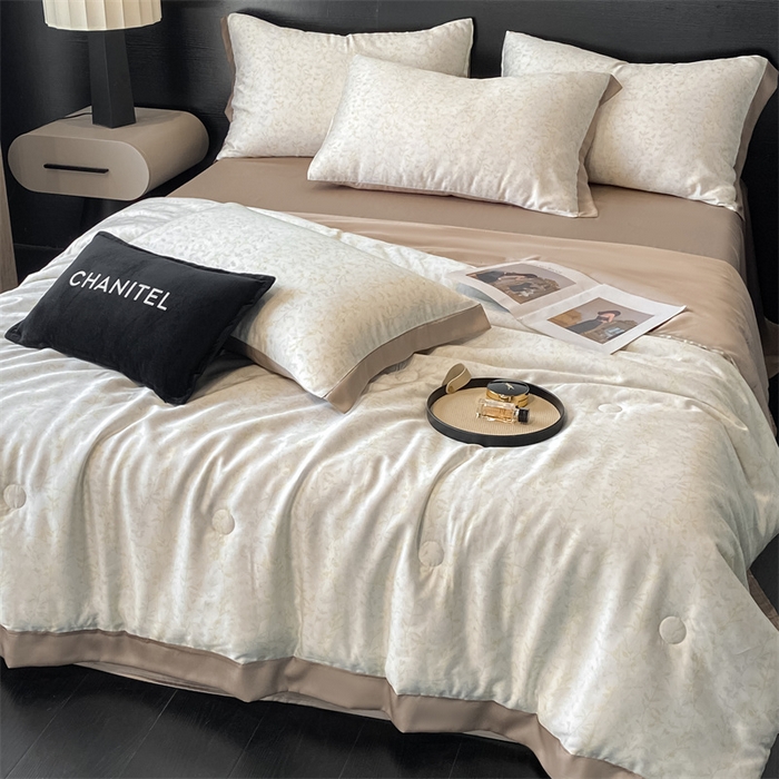 91家纺网 家纺一手货源 找家纺 本制 2025新款水洗真丝印花夏被夏凉被空调被 空山雪+烟灰