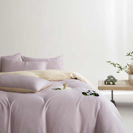 金奇达家纺 2025新款竹玉清丝四件套-墨隐竹笙【标准号全网控价（折后券后）不低于228元】 墨隐竹笙-紫