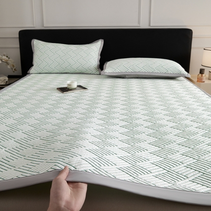 91家纺网 家纺一手货源 找家纺 2025新款韩国外贸爆款加厚PE中分子凉感豆豆软席 时空绿-床席款