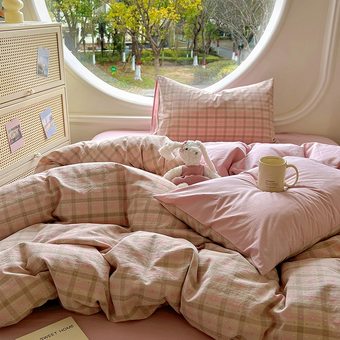 91家纺网 家纺一手货源 找家纺 （总）田野 2025新款全棉水洗棉提花点点系列四件套