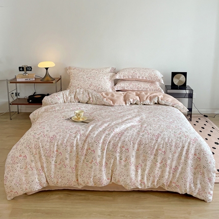 91家纺网 家纺一手货源 找家纺 棉生活家纺 2025新款天丝莱赛尔印花四件套 吟禾暮