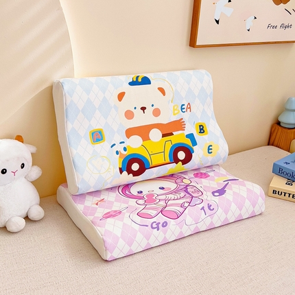 91家纺网 家纺一手货源 找家纺 梵赫 2025新款全棉A类儿童针织棉记忆枕（可拆卸） 滴滴熊 单枕套