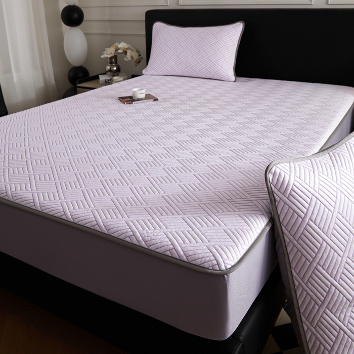 91家纺网 家纺一手货源 找家纺 2025新款韩国外贸爆款加厚PE中分子凉感豆豆软席 时空紫-床笠款