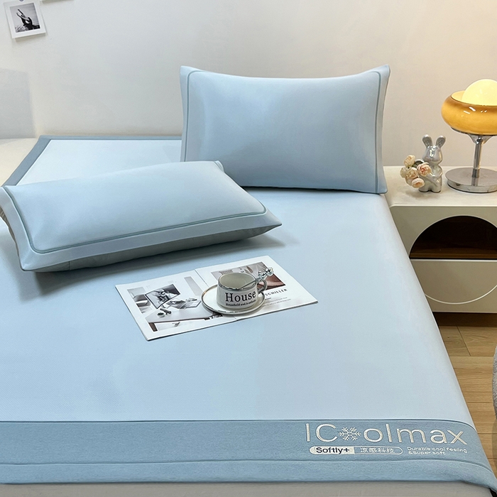 91家纺网 家纺一手货源 找家纺 全季家居 2025新款5A抗菌ICE系列凉感冰丝席 天蓝 床席款