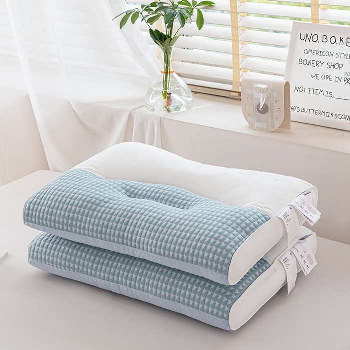 91家纺网 家纺一手货源 找家纺 大熊枕芯 2025新款安颈1号冰豆豆枕芯 安颈1号-蓝