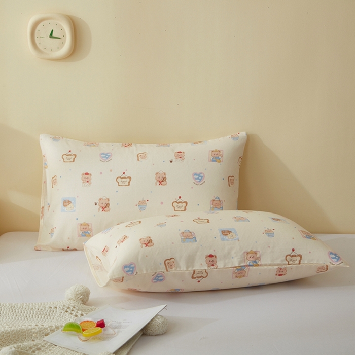 91家纺网 家纺一手货源 找家纺 2025款A类母婴级全棉双层纱枕套_4032 安可拉熊