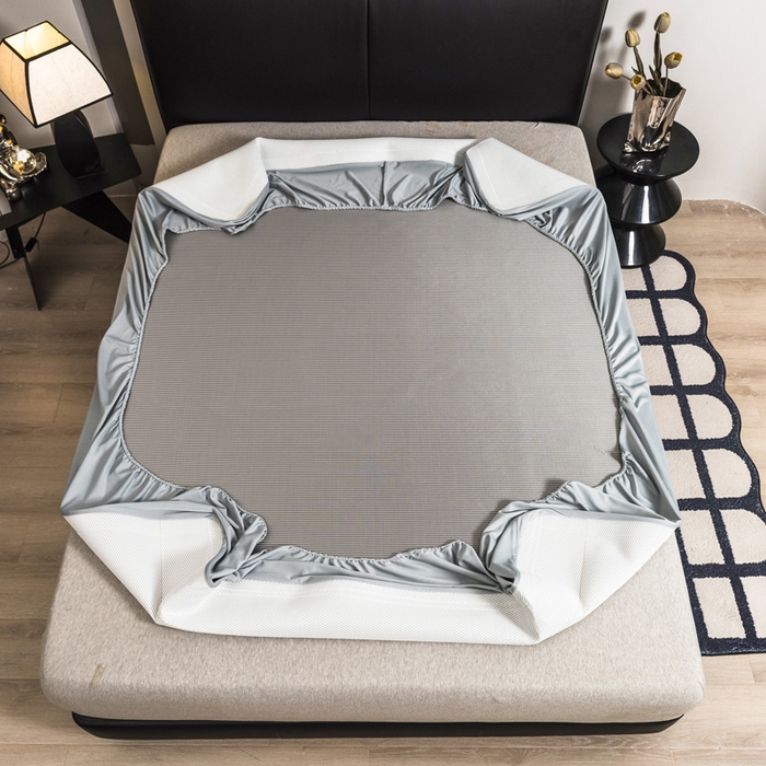 91家纺网 家纺一手货源 找家纺 全季家居 2025新款5A加厚加密艾草碳光席冰丝席 床笠-浅灰