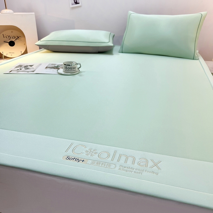 91家纺网 家纺一手货源 找家纺 全季家居 2025新款5A抗菌ICE系列凉感冰丝席 水绿 床席款