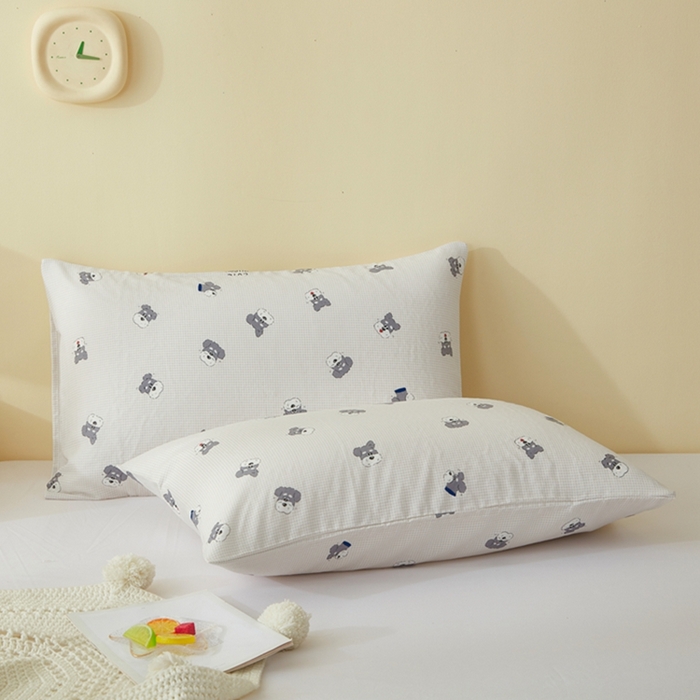 91家纺网 家纺一手货源 找家纺 2025款A类母婴级全棉双层纱枕套_4032 哈皮狗狗