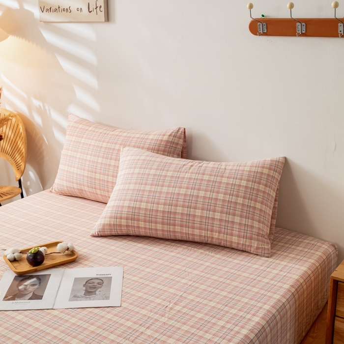 91家纺网 家纺一手货源 找家纺 2025新款A类色织水洗棉单被套 凯利咖