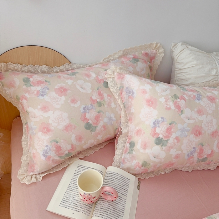 91家纺网 家纺一手货源 找家纺 于果 2025新款全棉双层纱花边款 潮汐月影