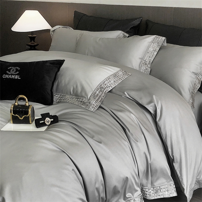 91家纺网 家纺一手货源 找家纺 保罗圣迪奥 2025新款简约款全棉长绒棉四件套—星阑 星阑-绅士灰