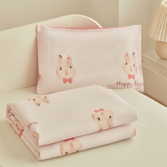 91家纺网 家纺一手货源 找家纺 艾佳宝贝 2025A类儿童全棉多功能单被套可拆式夏被四季被子 乖萌甜兔