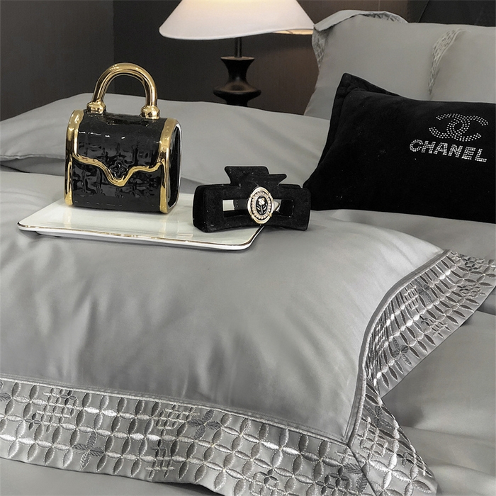 91家纺网 家纺一手货源 找家纺 保罗圣迪奥 2025新款简约款全棉长绒棉四件套—星阑 星阑-绅士灰