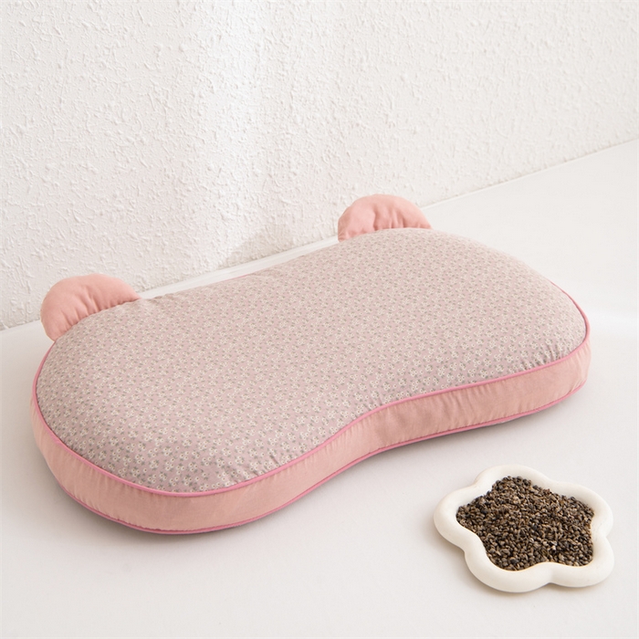 91家纺网 家纺一手货源 找家纺 大熊枕芯 2025新款熊猫全棉碎花荞麦枕 熊猫荞麦枕-粉