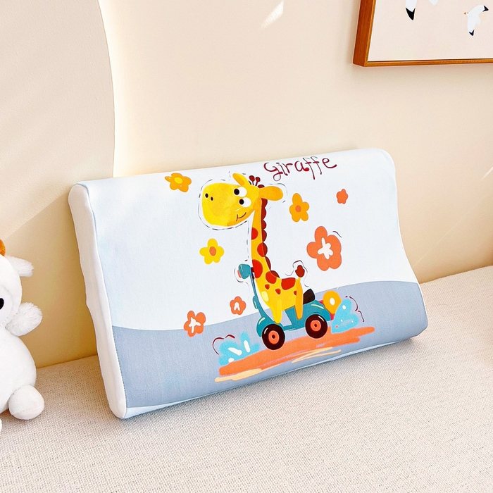 91家纺网 家纺一手货源 找家纺 梵赫 2025新款全棉A类儿童针织棉记忆枕（可拆卸） 快乐长颈鹿 单枕套