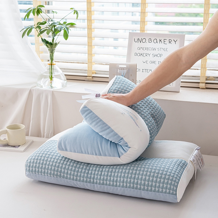 91家纺网 家纺一手货源 找家纺 大熊枕芯 2025新款安颈1号冰豆豆枕芯 安颈1号-蓝