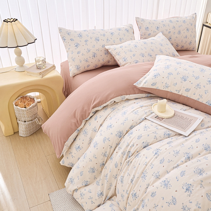 91家纺网 家纺一手货源 找家纺 蕾诺家纺 2025新款直播新款A类有氧提花云纱棉圆角吊边工艺四件套学生三件套 兰亭