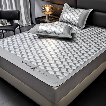 全季家居 2025新款5A抗菌3D立体冰柔凉感冰丝席 菱形-银灰 床笠款