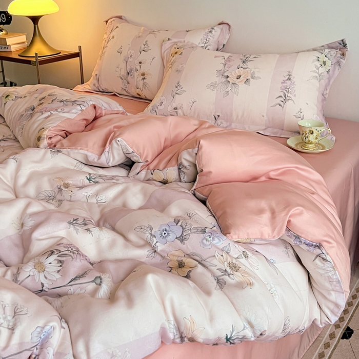 91家纺网 家纺一手货源 找家纺 棉生活家纺 2025新款天丝莱赛尔印花四件套 雅梦