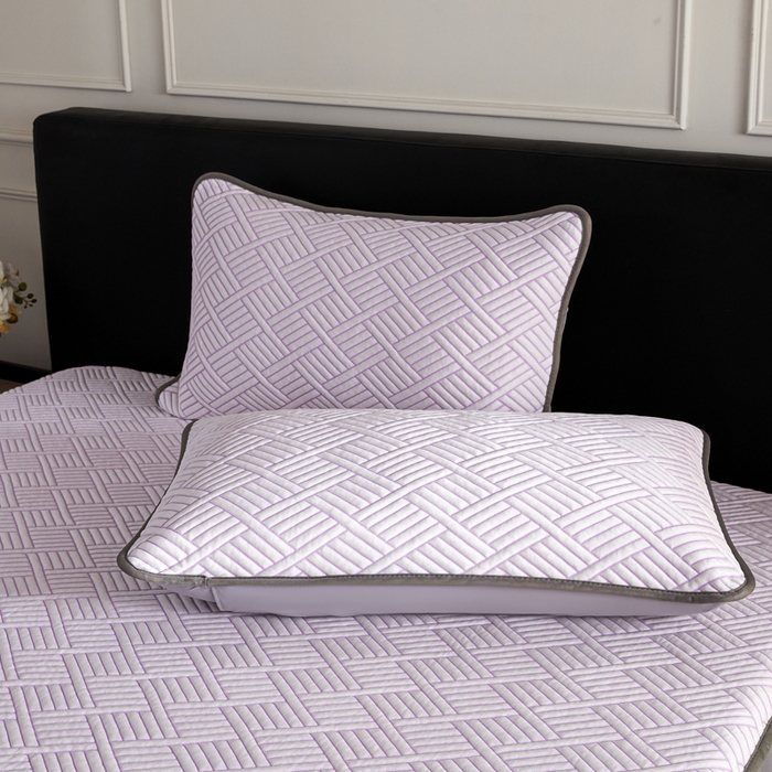 91家纺网 家纺一手货源 找家纺 2025新款韩国外贸爆款加厚PE中分子凉感豆豆软席 时空紫-床笠款