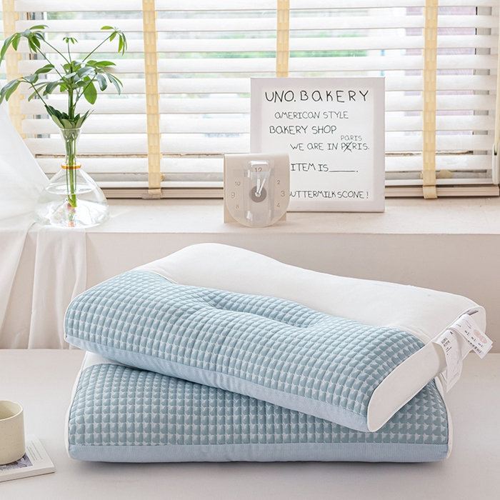 91家纺网 家纺一手货源 找家纺 大熊枕芯 2025新款安颈1号冰豆豆枕芯 安颈1号-蓝