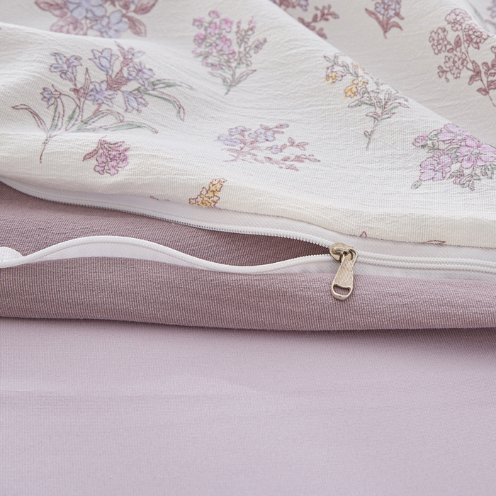 91家纺网 家纺一手货源 找家纺 蕾诺家纺 2025新款直播新款A类有氧提花云纱棉圆角吊边工艺四件套学生三件套 莫奈花园