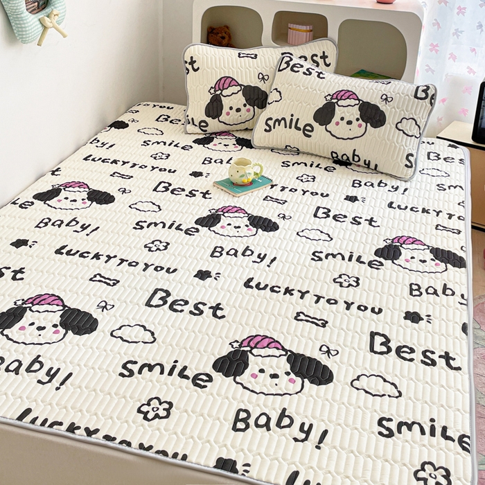 91家纺网 家纺一手货源 找家纺 贝扬思家纺 2025新款亲肤舒适可爱乳胶凉席席子系列 漫画狗仔