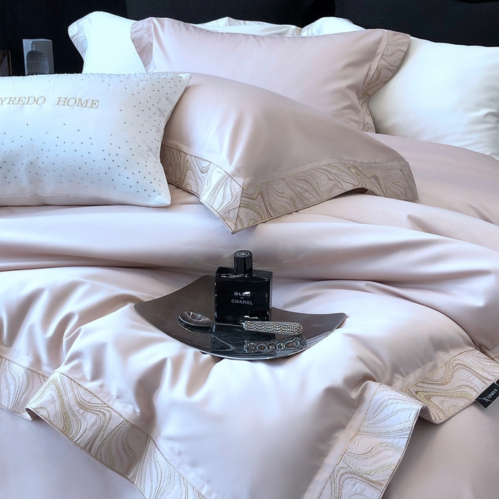 91家纺网 家纺一手货源 找家纺 馨蕊家居 2025新款100s高奢典藏简约全棉系列四件套-棉水漾 水漾-初夏粉