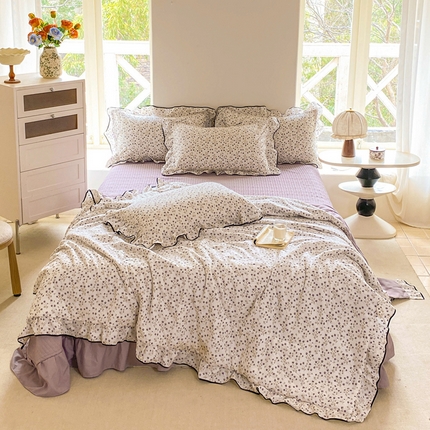 91家纺网 家纺一手货源 找家纺 （总）仟网汇 2025新款赫本针织双层纱夏被夏凉被空调被床盖四件套单夏被单床盖单品