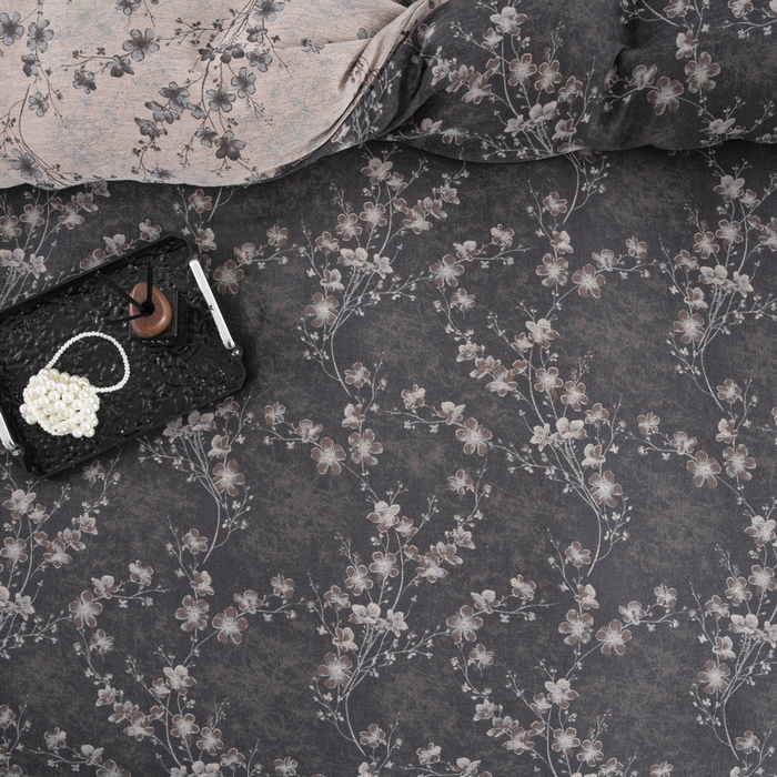 91家纺网 家纺一手货源 找家纺 2025新款全棉色织双层纱纽扣款四件套 织梦-水墨