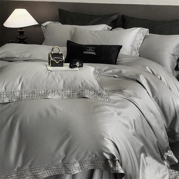 91家纺网 家纺一手货源 找家纺 保罗圣迪奥 2025新款简约款全棉长绒棉四件套—星阑 星阑-绅士灰