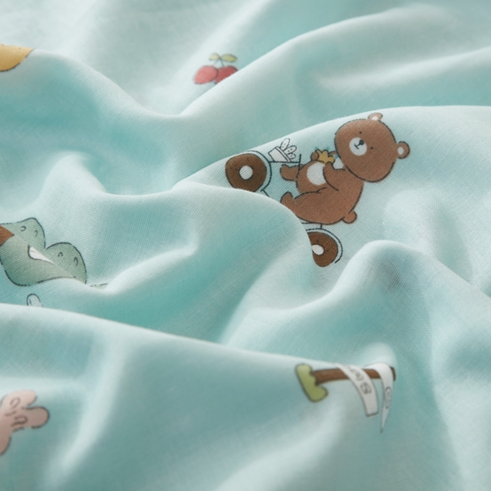 91家纺网 家纺一手货源 找家纺 2025款A类母婴级全棉双层纱枕套_4032 巴士车绿