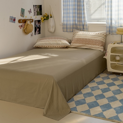 91家纺网 家纺一手货源 找家纺 塔塔家居  2025新款全棉纯棉双层纱床单床笠单品 春和日丽