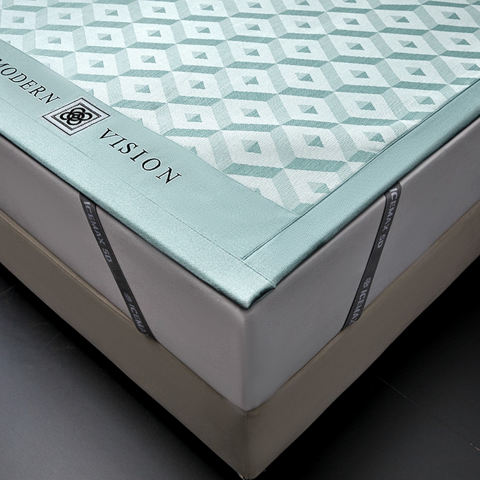 91家纺网 家纺一手货源 找家纺 全季家居 2025新款5A抗菌3D立体冰柔凉感冰丝席 格调-水绿 床席款