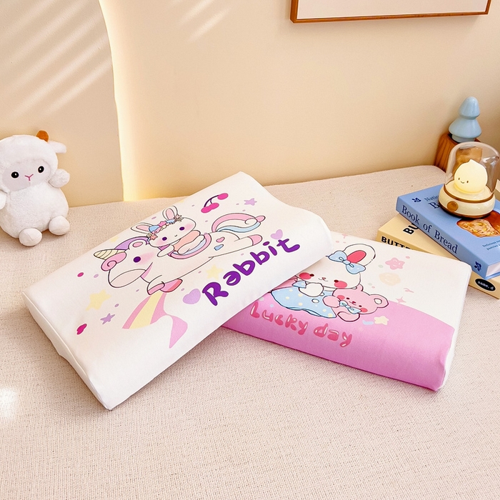 91家纺网 家纺一手货源 找家纺 梵赫 2025新款全棉A类儿童针织棉记忆枕（可拆卸） 独角马 30*50  含芯