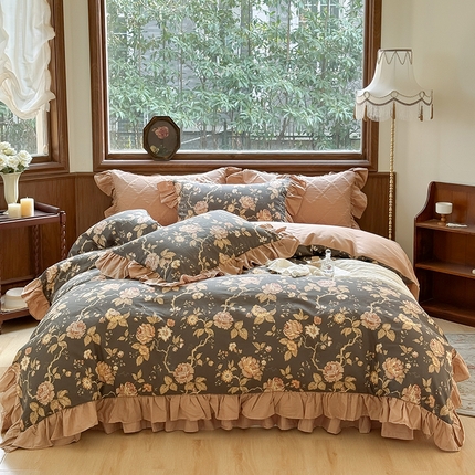 91家纺网 家纺一手货源 找家纺 （总）2025新款全棉数码印花双层纱床盖系列