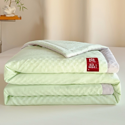 雨洋家纺 2025新款华夫格提花大豆夏被 绿