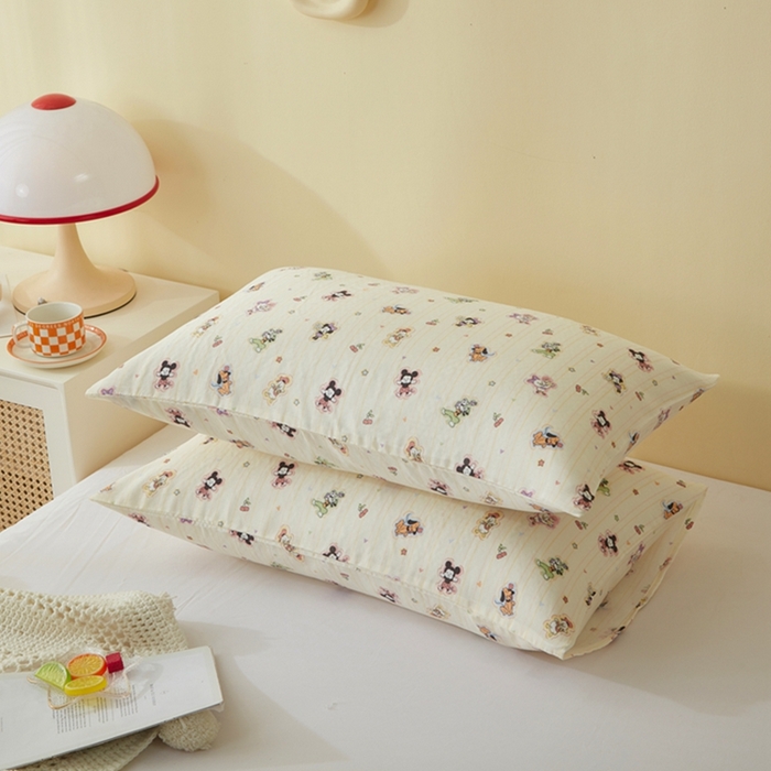 91家纺网 家纺一手货源 找家纺 2025款A类母婴级全棉双层纱枕套_4032 美好心情