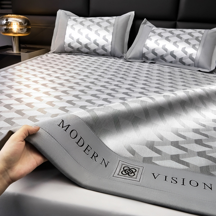 91家纺网 家纺一手货源 找家纺 全季家居 2025新款5A抗菌3D立体冰柔凉感冰丝席 菱形-银灰 床席款