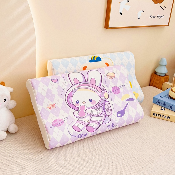 91家纺网 家纺一手货源 找家纺 梵赫 2025新款全棉A类儿童针织棉记忆枕（可拆卸） 太空兔兔 单枕套