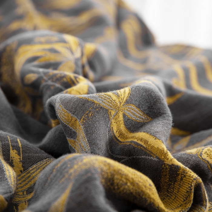 91家纺网 家纺一手货源 找家纺 2025新款全棉色织双层纱纽扣款四件套  竹报平安-黑金