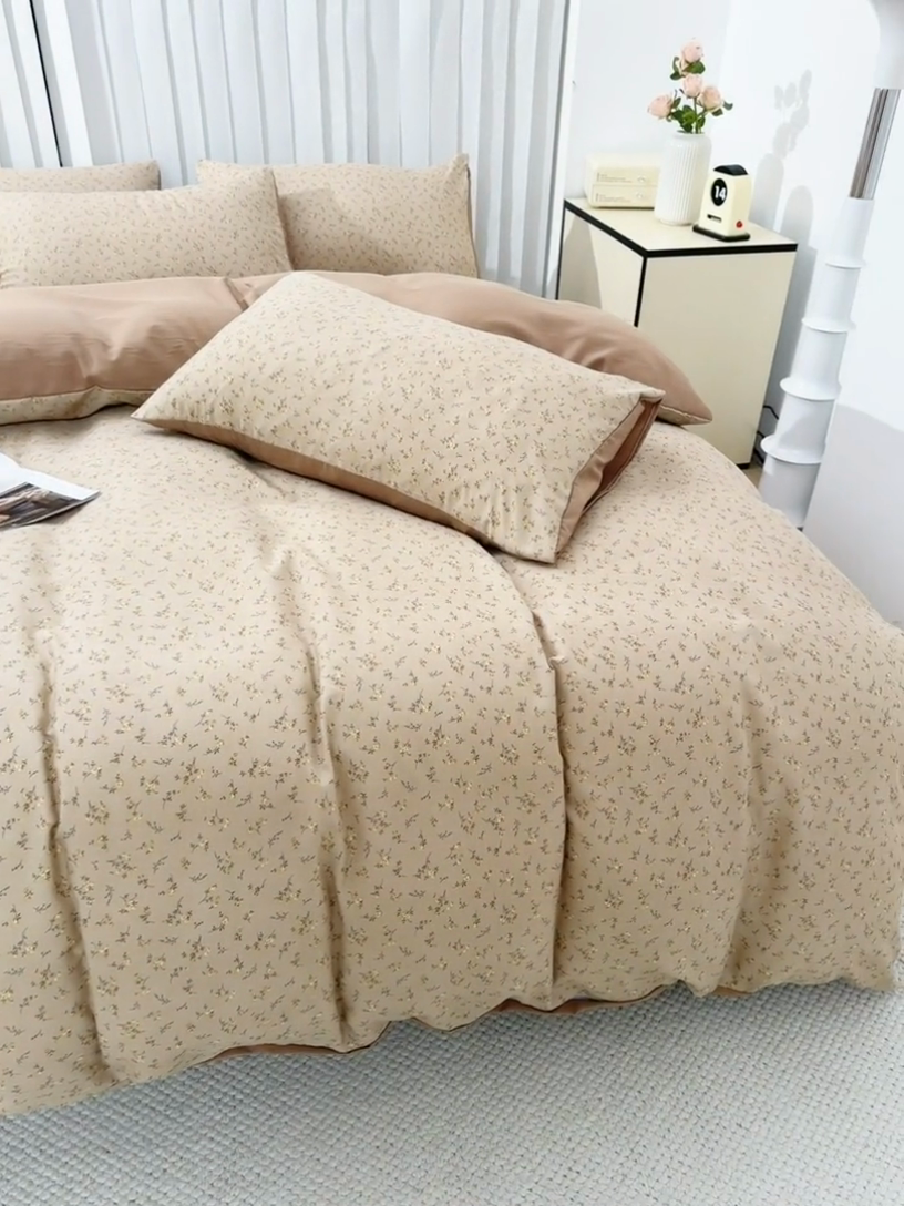 91家纺网 家纺一手货源 找家纺 蕾诺家纺 2025新款直播新款A类有氧提花云纱棉圆角吊边工艺四件套学生三件套 简爱