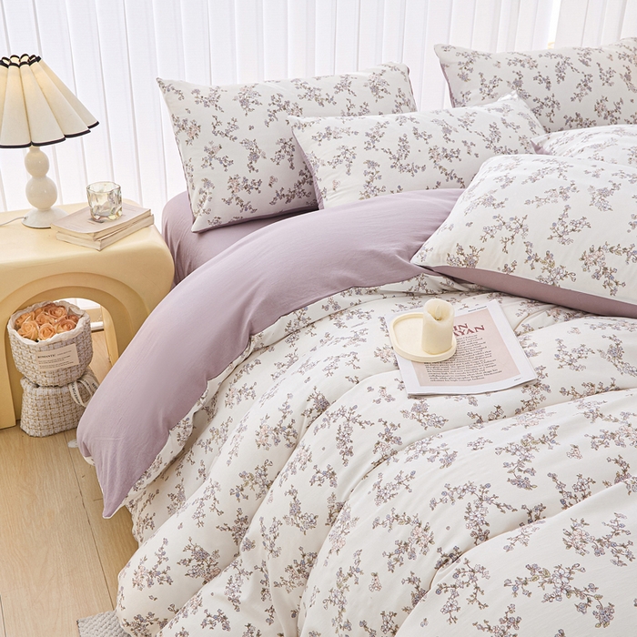 91家纺网 家纺一手货源 找家纺 蕾诺家纺 2025新款直播新款A类有氧提花云纱棉圆角吊边工艺四件套学生三件套 莱茵