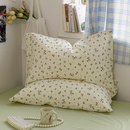 91家纺网 家纺一手货源 找家纺 塔塔家居   2025新款全棉纯棉双层纱枕套单品单枕套枕套单件 晨露