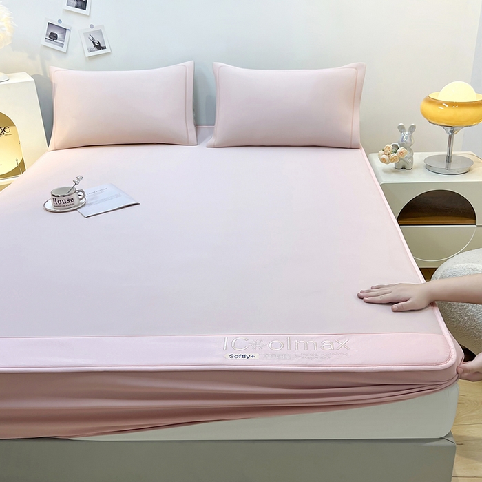 91家纺网 家纺一手货源 找家纺 全季家居 2025新款5A抗菌ICE系列凉感冰丝席 淡粉 床笠款