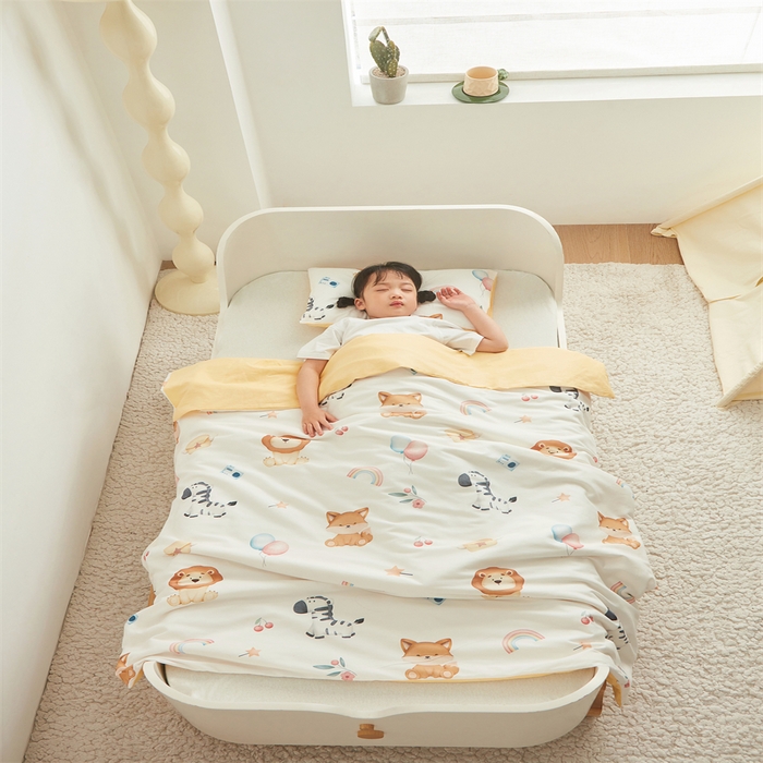 91家纺网 家纺一手货源 找家纺 艾佳宝贝 2025A类儿童全棉多功能单被套可拆式夏被四季被子 萌趣动物园